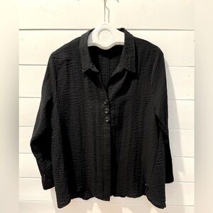 🖤 HABITAT – Size L – Black Textured Button-Up Shirt